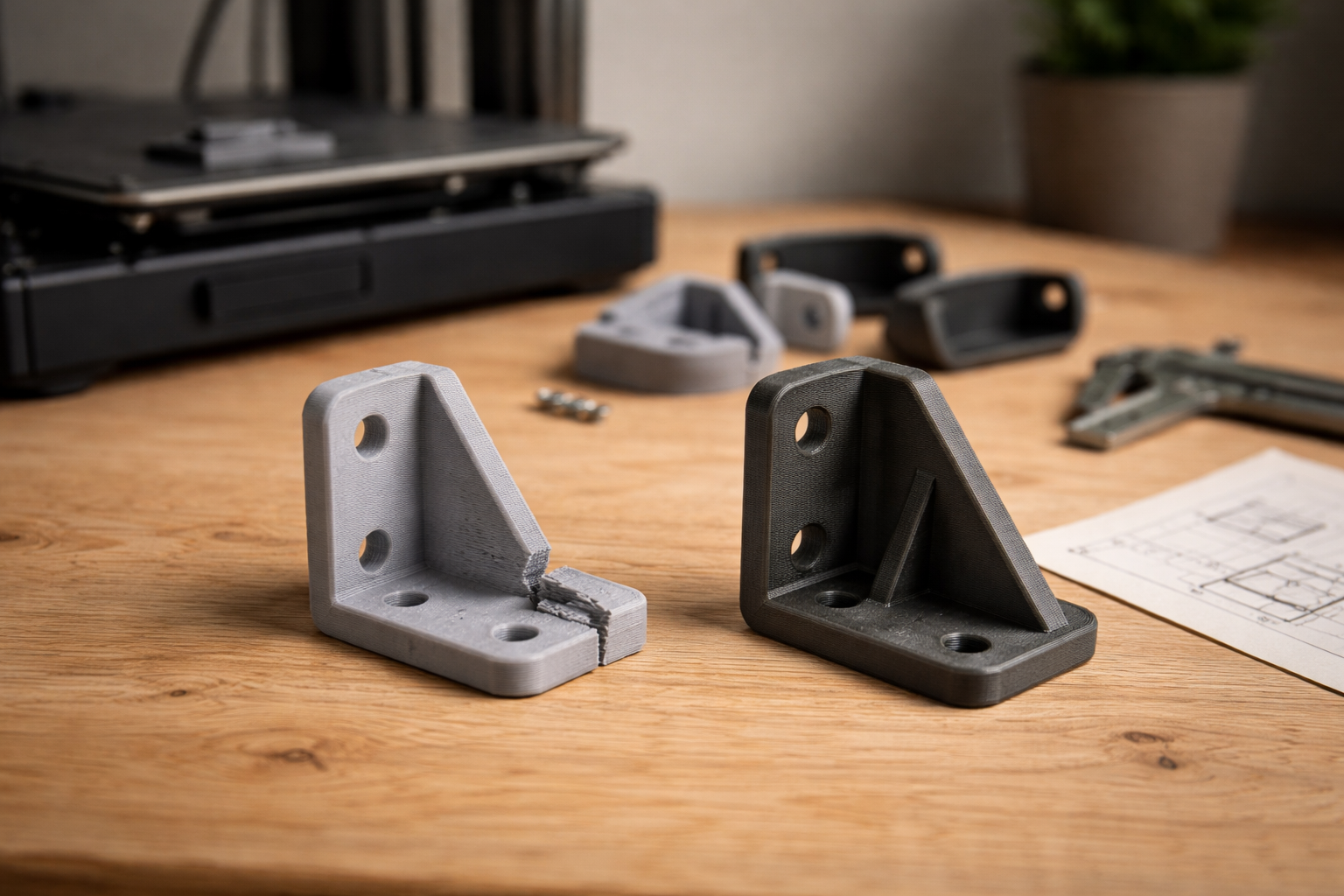 Jeg knækkede tre beslag på en uge: sådan fik jeg mine FDM‑dele til faktisk at holde