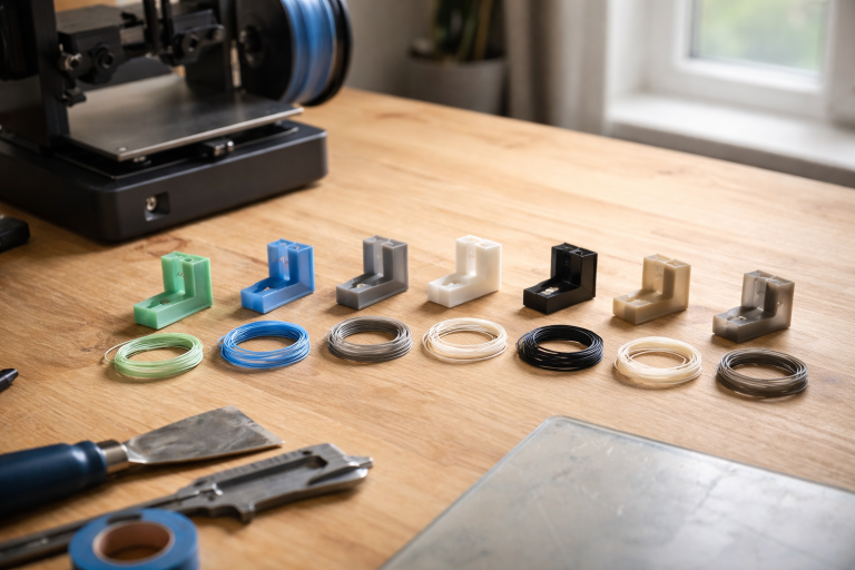 3D-print materialer: sådan vælger du mellem PLA, PETG, ABS, ASA, TPU, nylon og PC