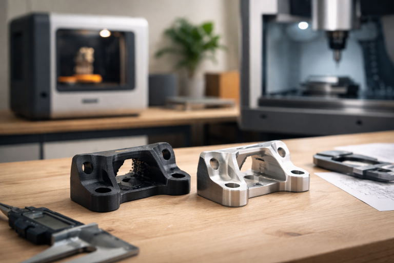 3D-print vs. CNC-fræsning: beslutningsguide til pris, tolerancer, styrke og leveringstid